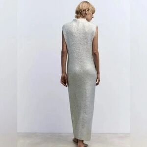 Zara Shimmering Silver Maxi Dress